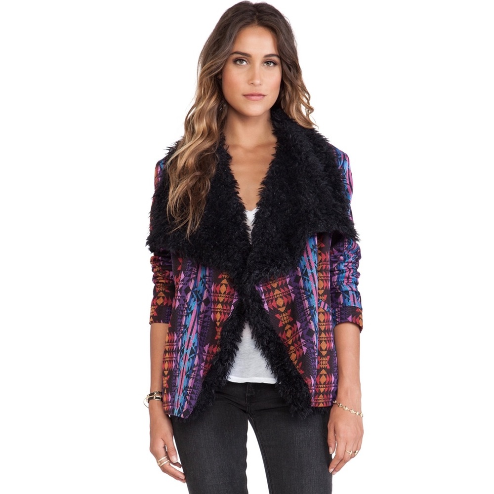 Mink Pink Coat NWT SZ Small Multicolored Fux Fur